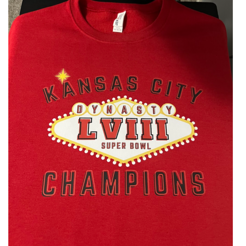 Kansas City LVIII Champions [Red Gildan Softstyle Tee, Crewneck Sweatshirt or Hoodie] Main Image